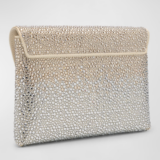 La Medusa Crystal Envelope Clutch bag in Gold/Silver