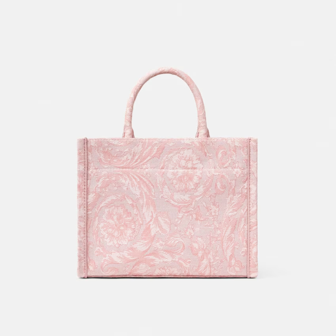 Barocco Athena Small Tote Bag in Pink Handbags VERSACE - LOLAMIR