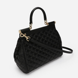 Sicily Quilted Medium Handbag in Black