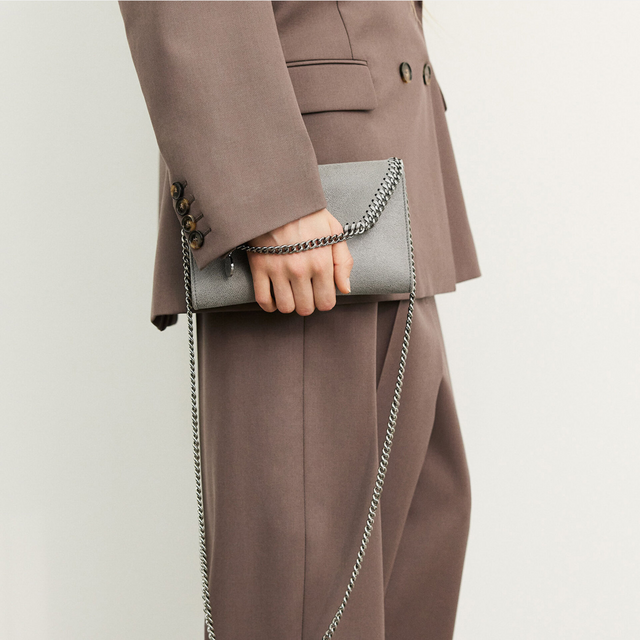 Falabella Wallet Crossbody Bag in Grey
