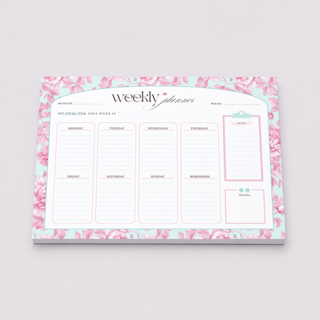 Weekly Planner Notepad | Light Marigolds | Pink