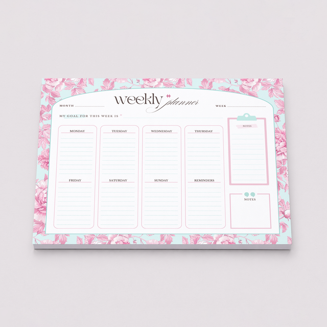Weekly Planner Notepad | Light Marigolds | Pink