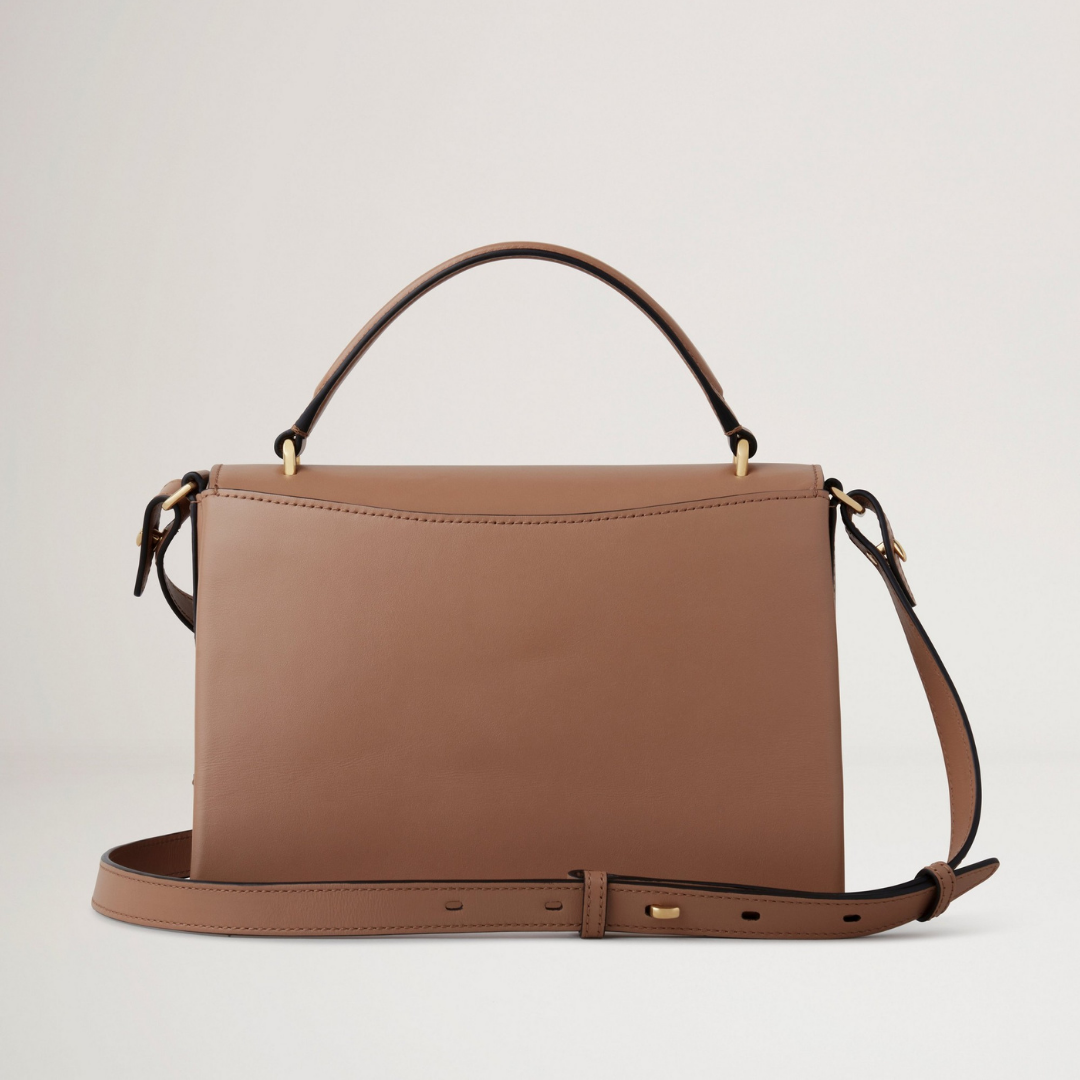 Lana Medium Top Handle High Gloss Leather in Sable Handbags MULBERRY - LOLAMIR