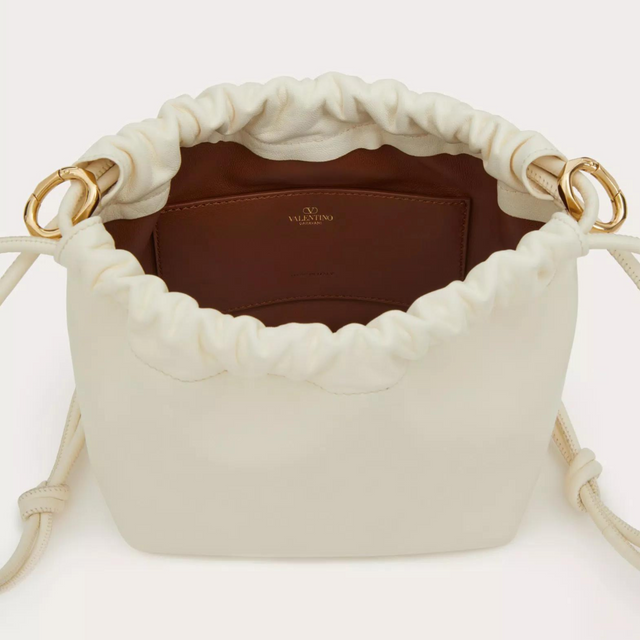 VLogo Pouf Bucket Bag in Ivory