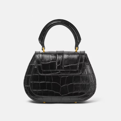 Croc-Effect Greca Goddess Mini Bag in Black Handbags VERSACE - LOLAMIR