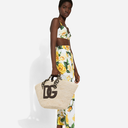Kendra Medium Shopper in Natural/Black Handbags DOLCE & GABBANA - LOLAMIR