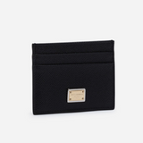 Logo Plaque Card Holder in Black/Gold