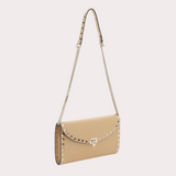 Rockstud Mini Clutch Bag in Beige