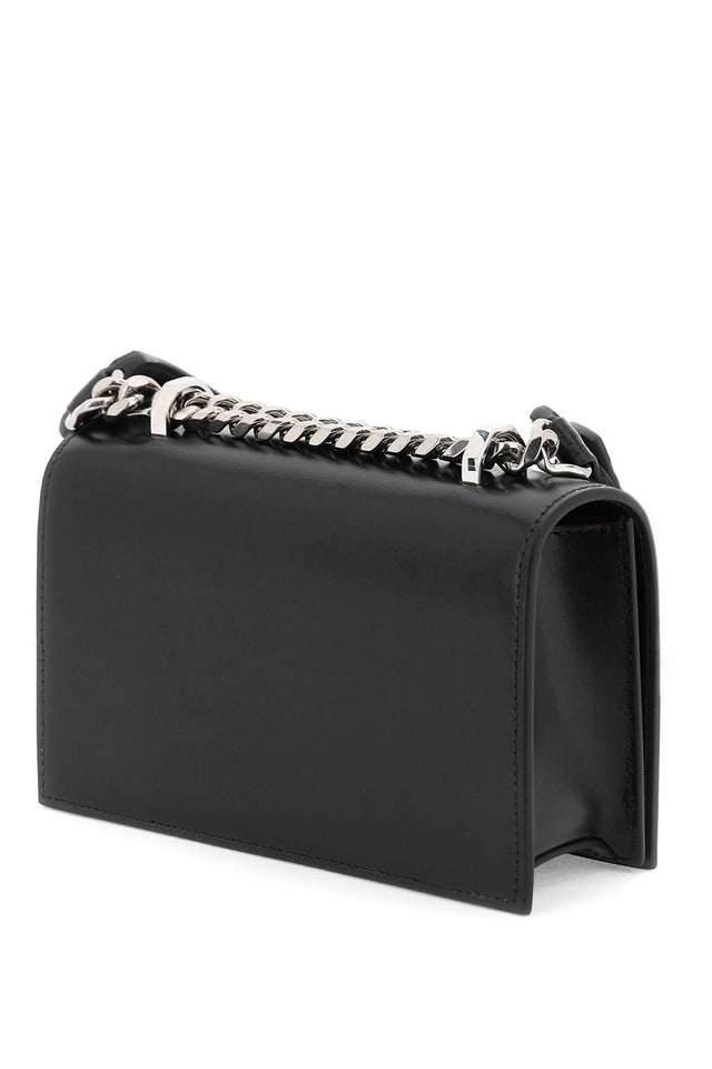 The Biker Mini Jewelled Satchel in Smooth Black