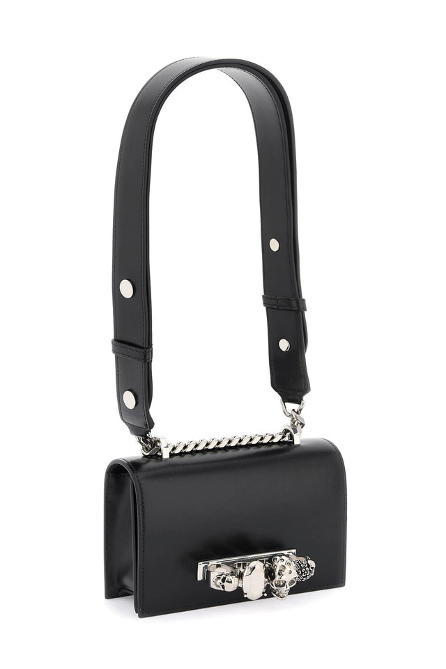 The Biker Mini Jewelled Satchel in Smooth Black