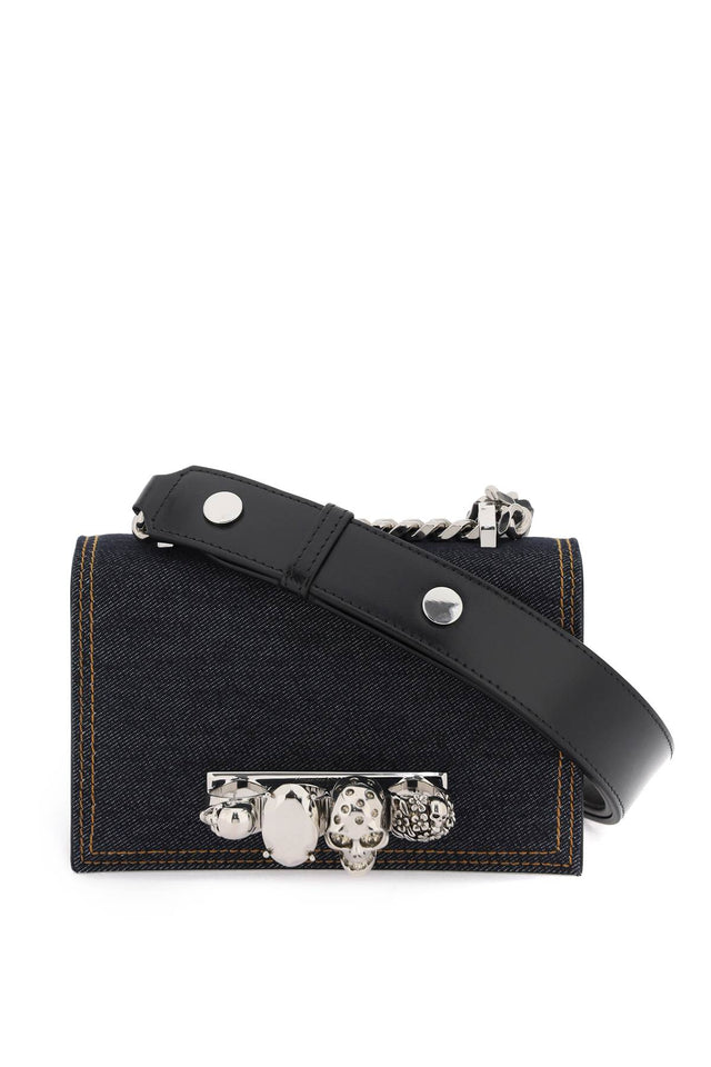 The Biker Mini Jewelled Satchel in Denim