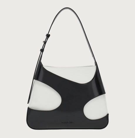 Cutout Canvas & Leather Shoulder Bag in Black/White Handbags FERRAGAMO - LOLAMIR