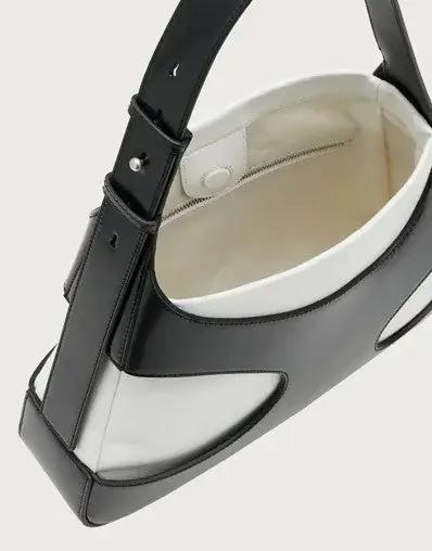 Cutout Canvas & Leather Shoulder Bag in Black/White Handbags FERRAGAMO - LOLAMIR
