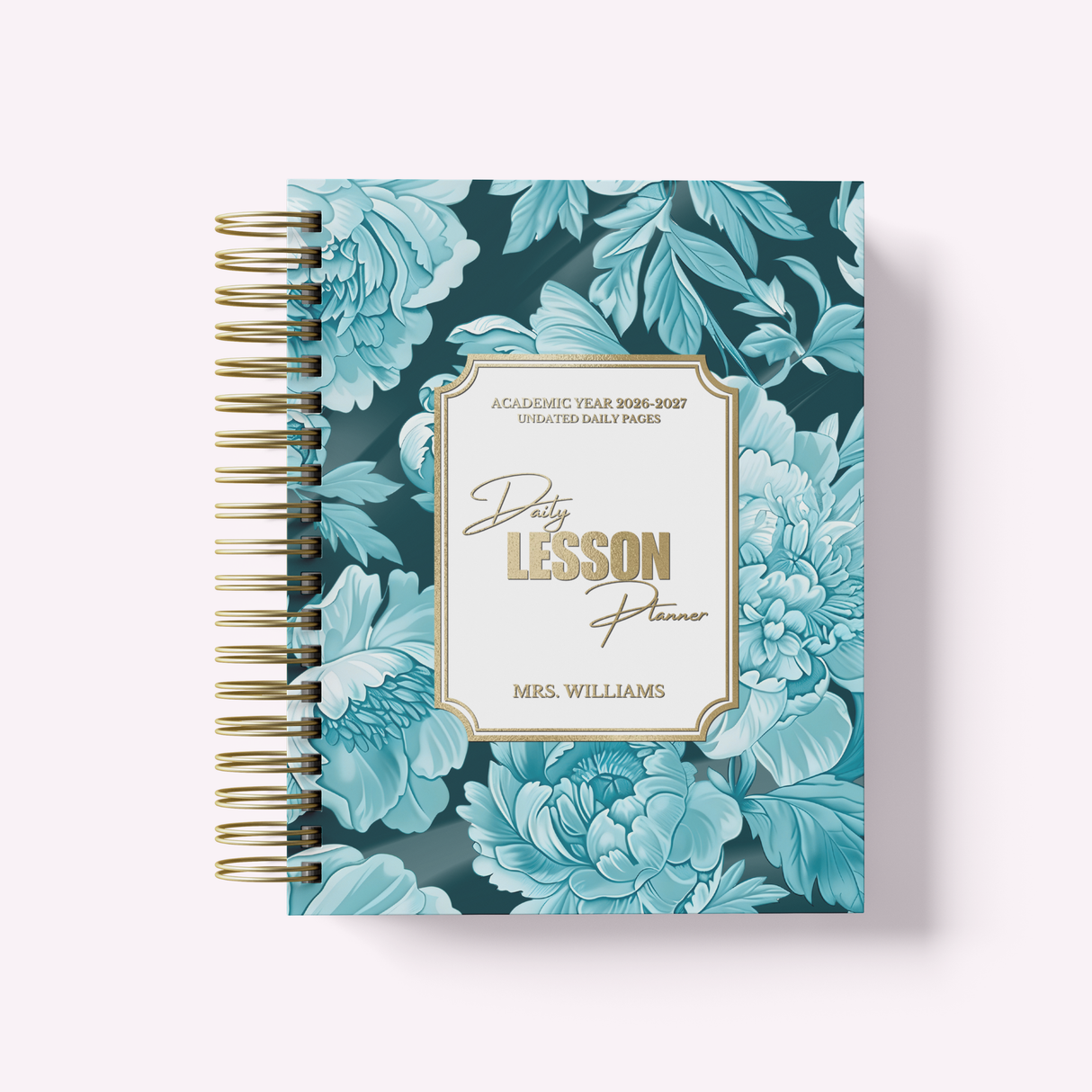 Teacher Daily Lesson Planner - Wire Bound Academic Planner Companion - Personalized Undated Daily - Back to School Teacher Gift, Floral - view 8
