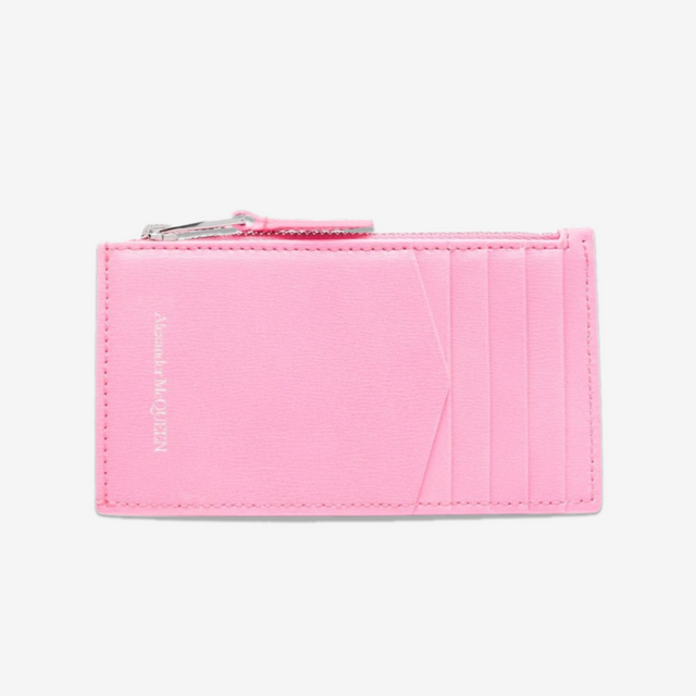 Skull Zipper Card Holder in Pink