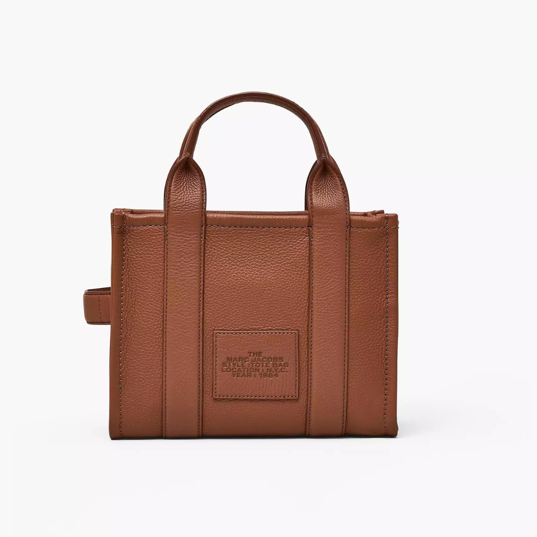 The Leather Small Tote Bag in Argan Oil Handbags MARC JACOBS - LOLAMIR