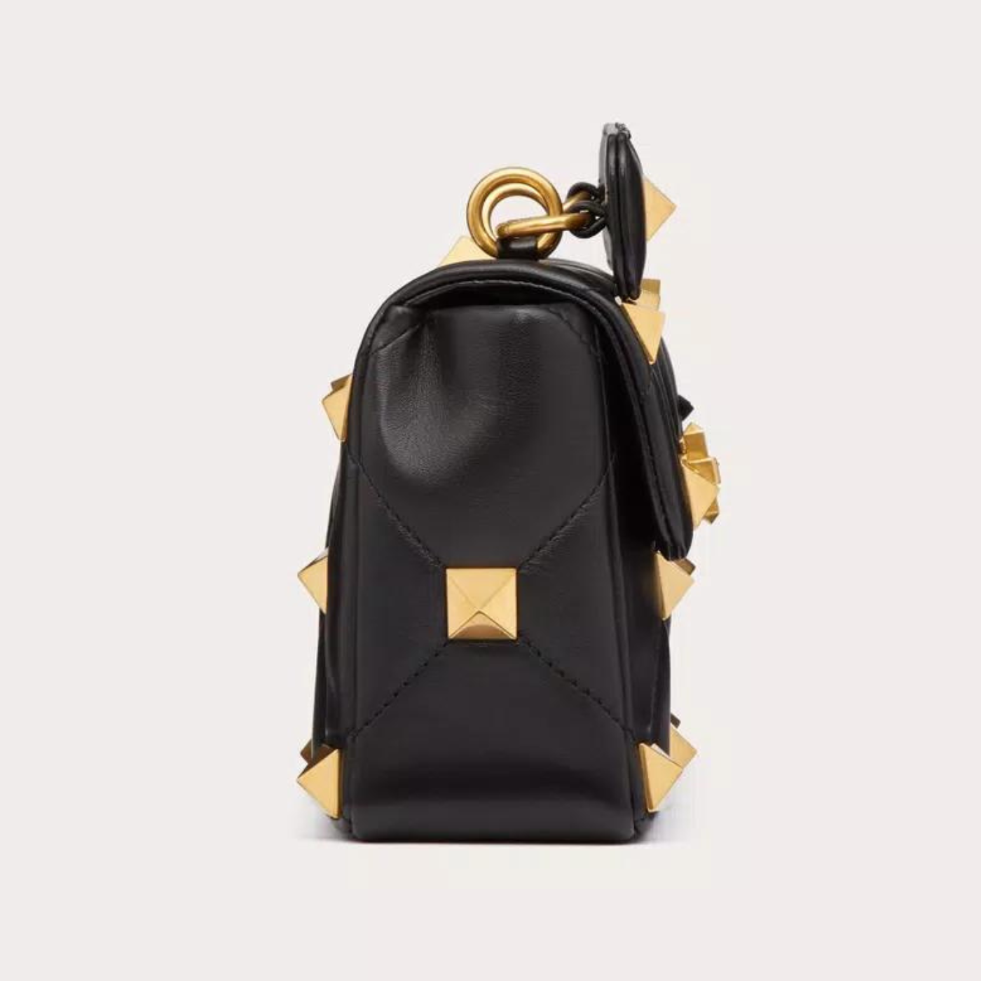 Roman Stud Medium Shoulder Bag With Chain In Black Handbags VALENTINO - LOLAMIR