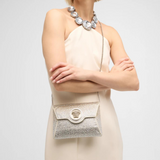 La Medusa Crystal Envelope Clutch bag in Gold/Silver