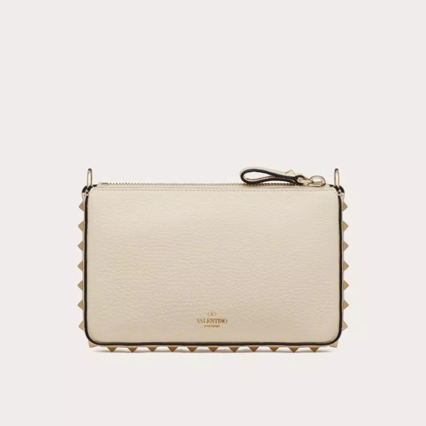 Rockstud Pouch with Chain in Ivory Handbags VALENTINO - LOLAMIR
