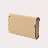 Rockstud Mini Clutch Bag in Beige