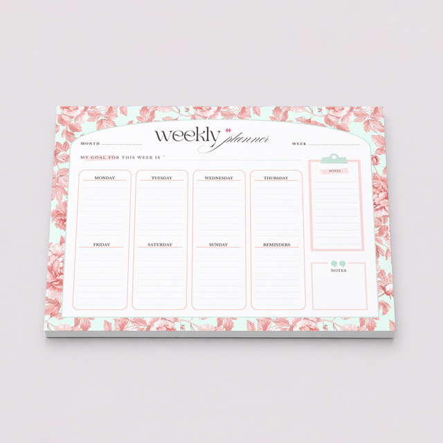 Weekly Planner Notepad | Light Marigolds | Peach