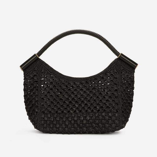 Sicily Crochet Handbag in Black