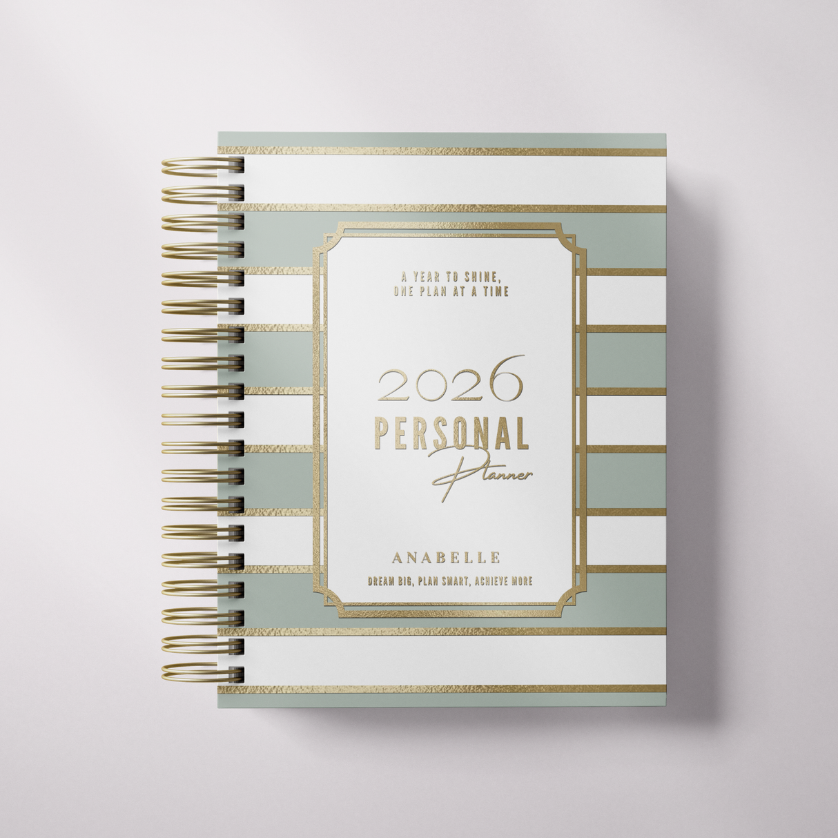 DAILY - City Stripes - Spiral Planner - Custom Start Month - Green