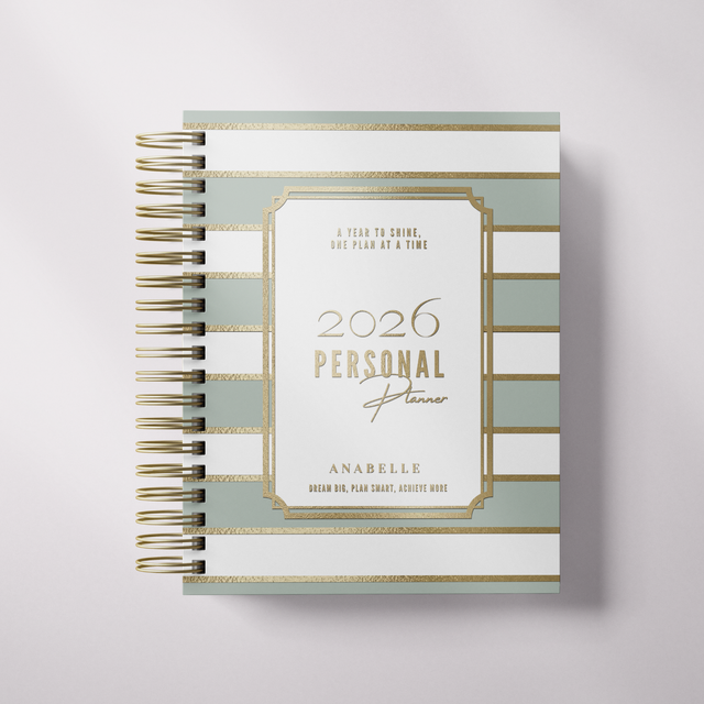 DAILY | City Stripes | Spiral Planner |  Custom Start Month |Green