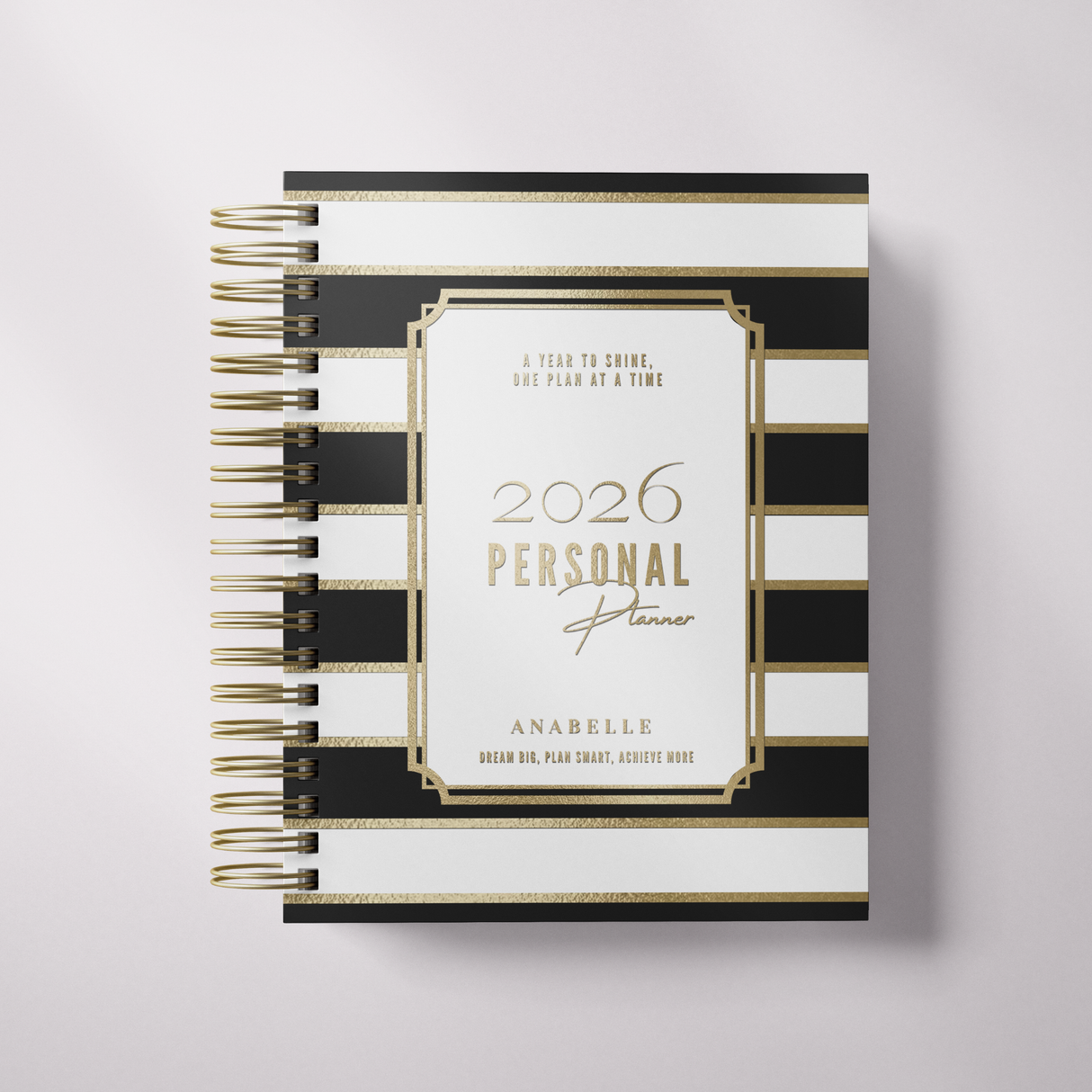 DAILY - City Stripes - Spiral Planner - Custom Start Month - Black