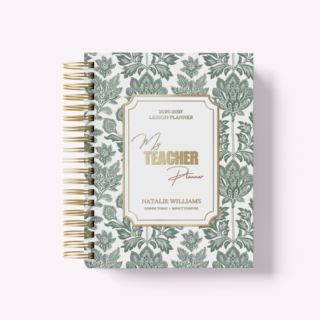 Teacher Planner 2026-2027 - Weekly & Monthly Academic Lesson Planner - Personalized - Paisley Garden - view 14