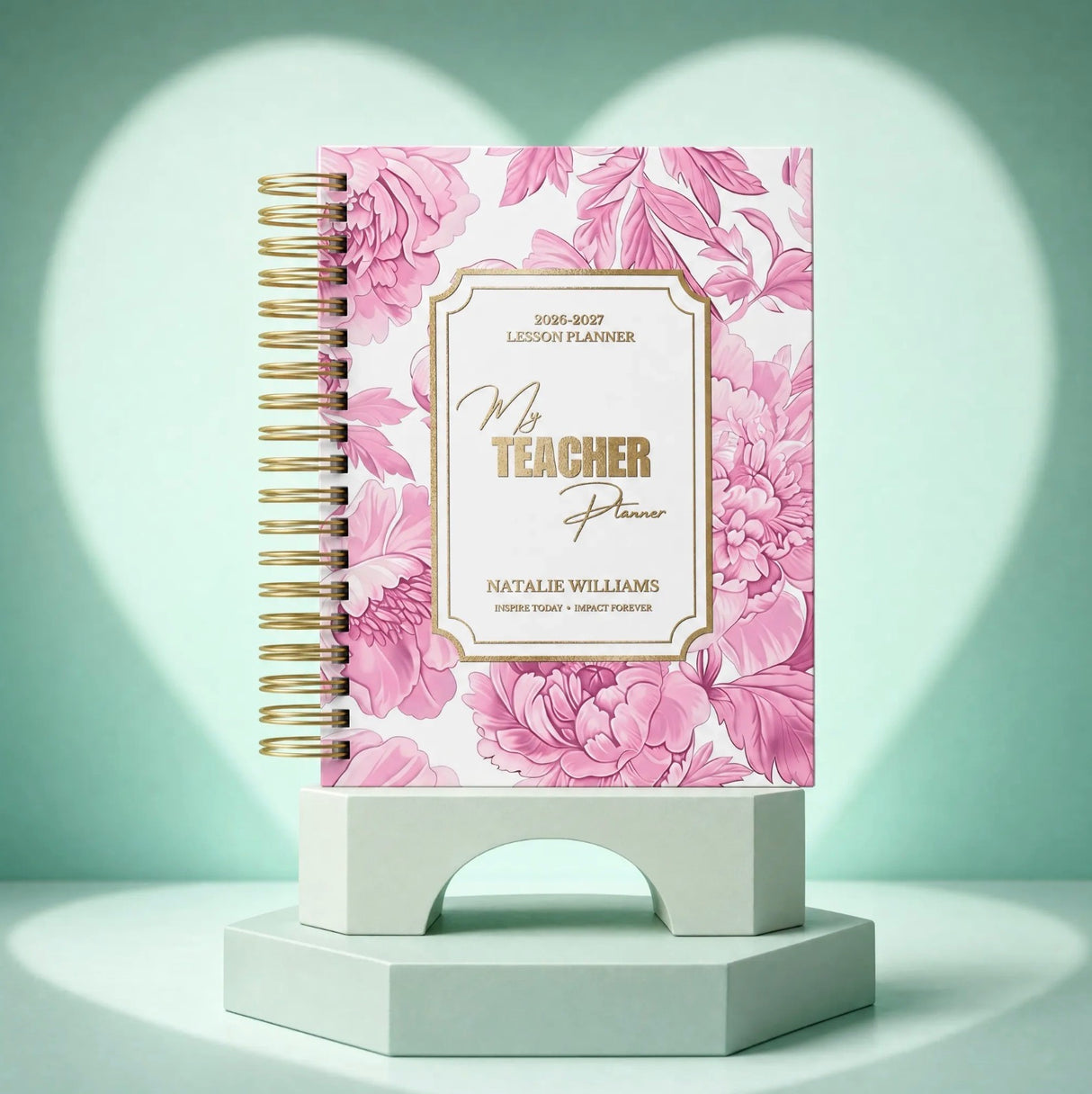 Teacher Planner 2026-2027, High School Lesson Plan, Spiral Hardcover, Academic Year, Teacher Gift Back to School, Blue Floral - view 5