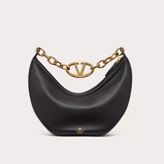 VLogo Moon Small Hobo Bag In Black Handbags VALENTINO - LOLAMIR