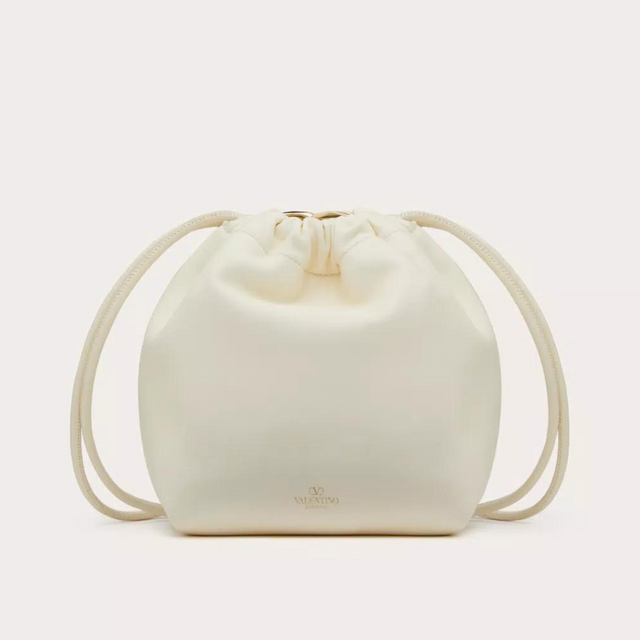 VLogo Pouf Bucket Bag in Ivory