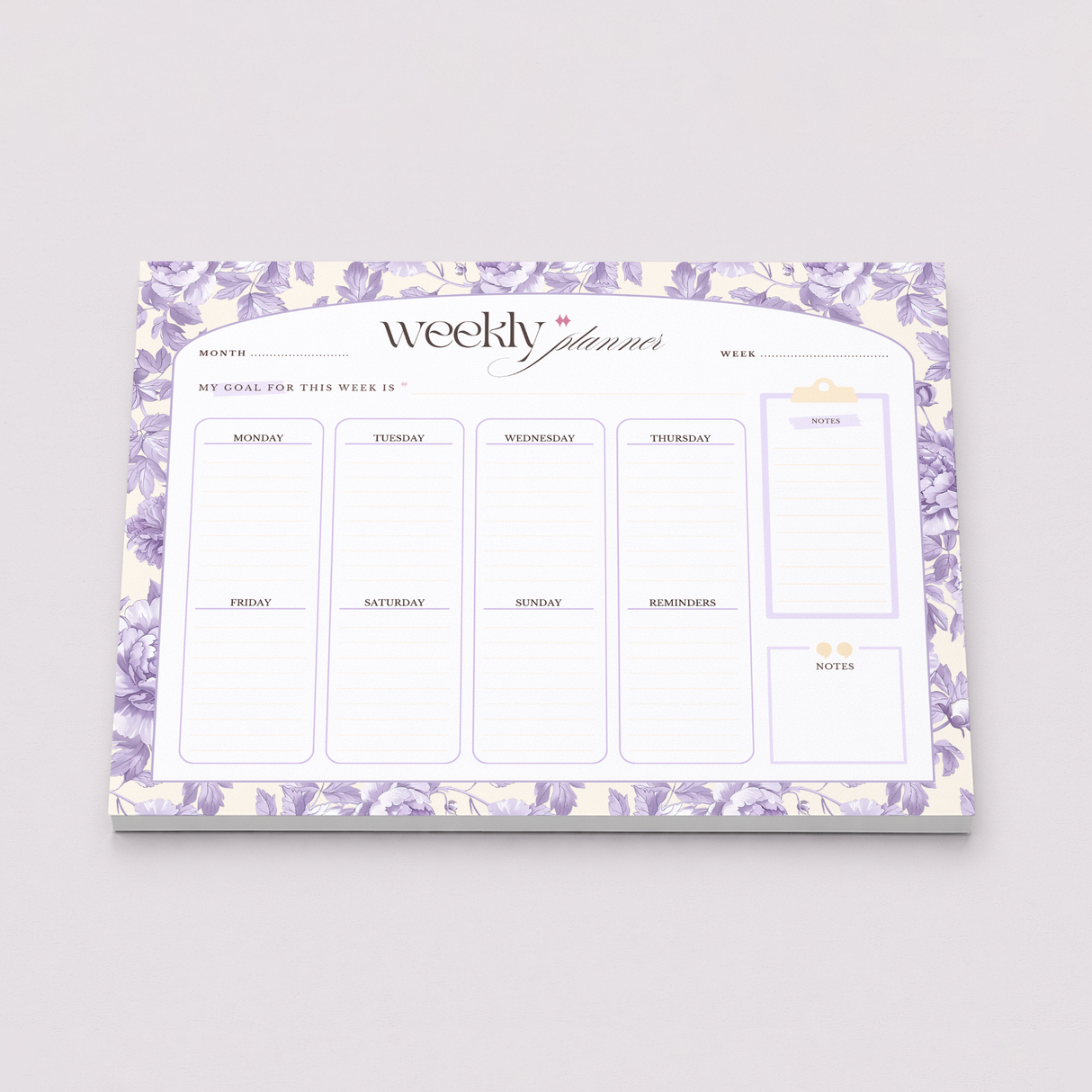 Weekly Planner Notepad - Light Marigolds - Lilac - view 2