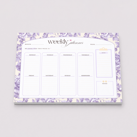 Weekly Planner Notepad | Light Marigolds | Lilac