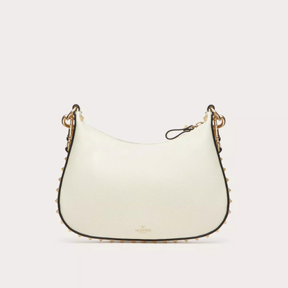 Rockstud Small Hobo Bag In Ivory Handbags VALENTINO - LOLAMIR