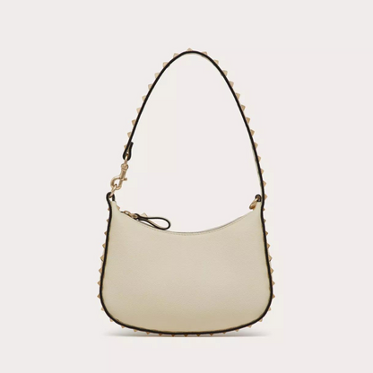 Rockstud Mini Hobo Bag In Ivory Handbags VALENTINO - LOLAMIR
