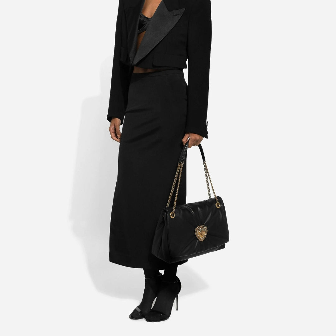 Devotion Soft Large Shoulder Bag in Black Handbags DOLCE & GABBANA - LOLAMIR