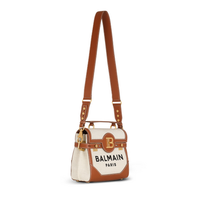 B-Buzz 23 Canvas Top Handle Bag in Beige Handbags BALMAIN - LOLAMIR