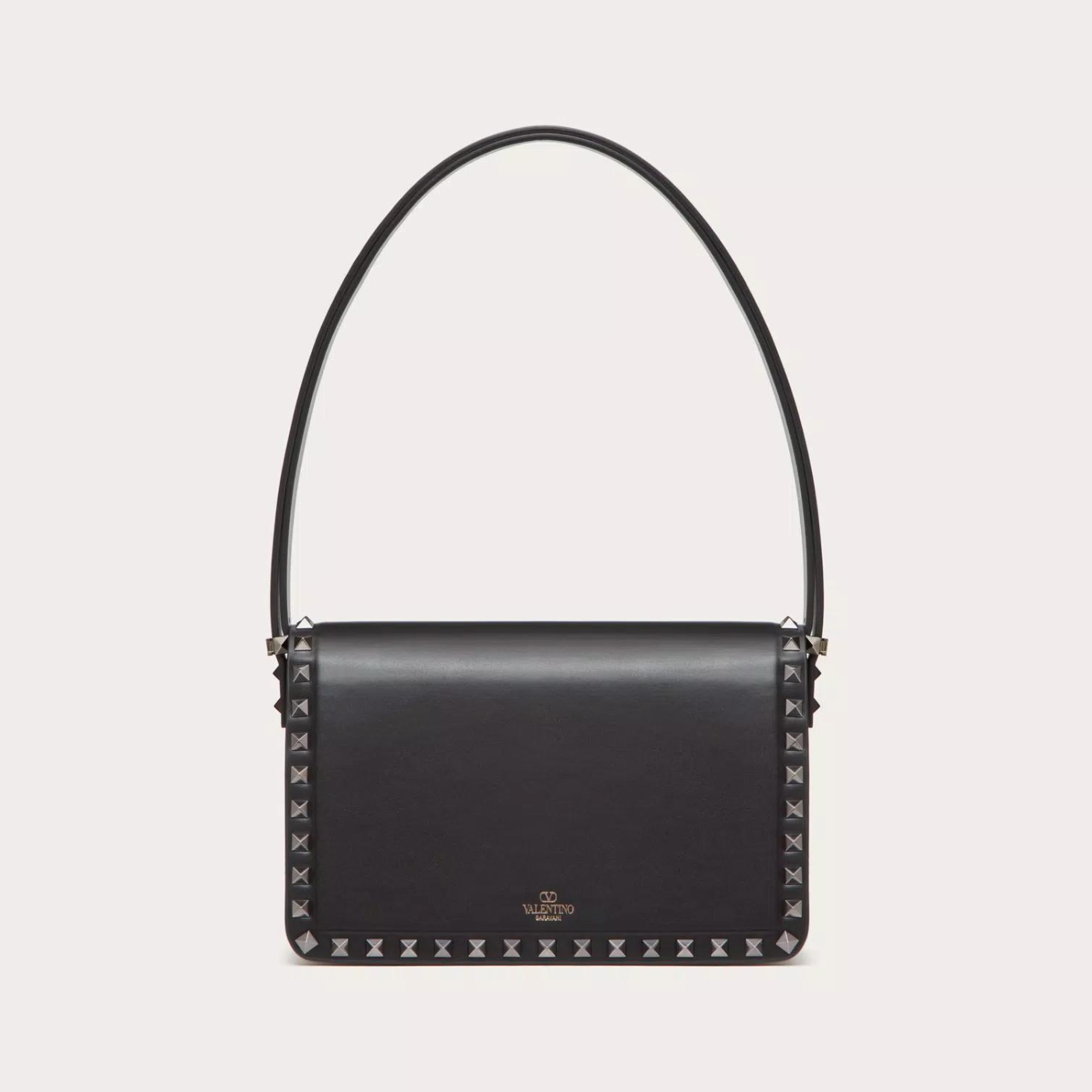 Rockstud23 Medium Shoulder Bag in Black Handbags VALENTINO - LOLAMIR
