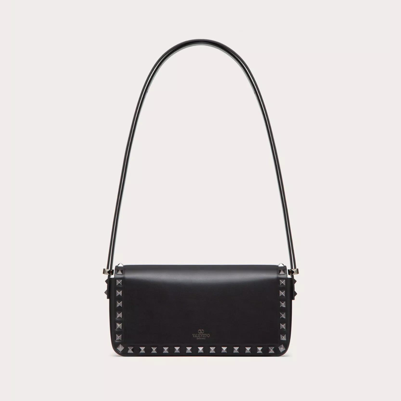 Rockstud23 E/W Shoulder Bag in Black Handbags VALENTINO - LOLAMIR