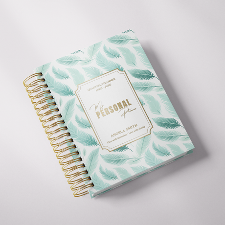 Quarterly | Wispy Feathers  | Daily Spiral Planner | Teal