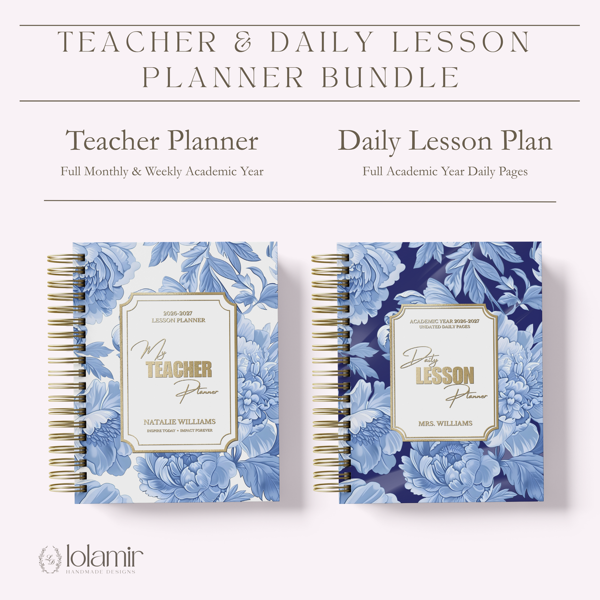 Teacher Planner 2026-2027, High School Lesson Plan, Spiral Hardcover, Academic Year, Teacher Gift Back to School, Blue Floral - view 7