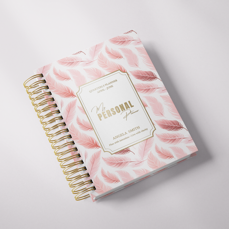 Wispy Feathers Quarterly Planner | Weekly Spiral Planner | Pink