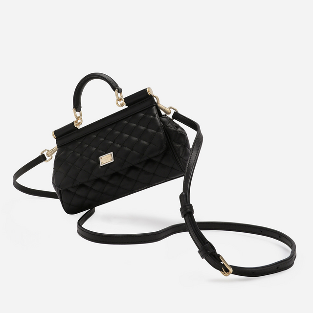 Sicily Quilted Small Handbag in Black