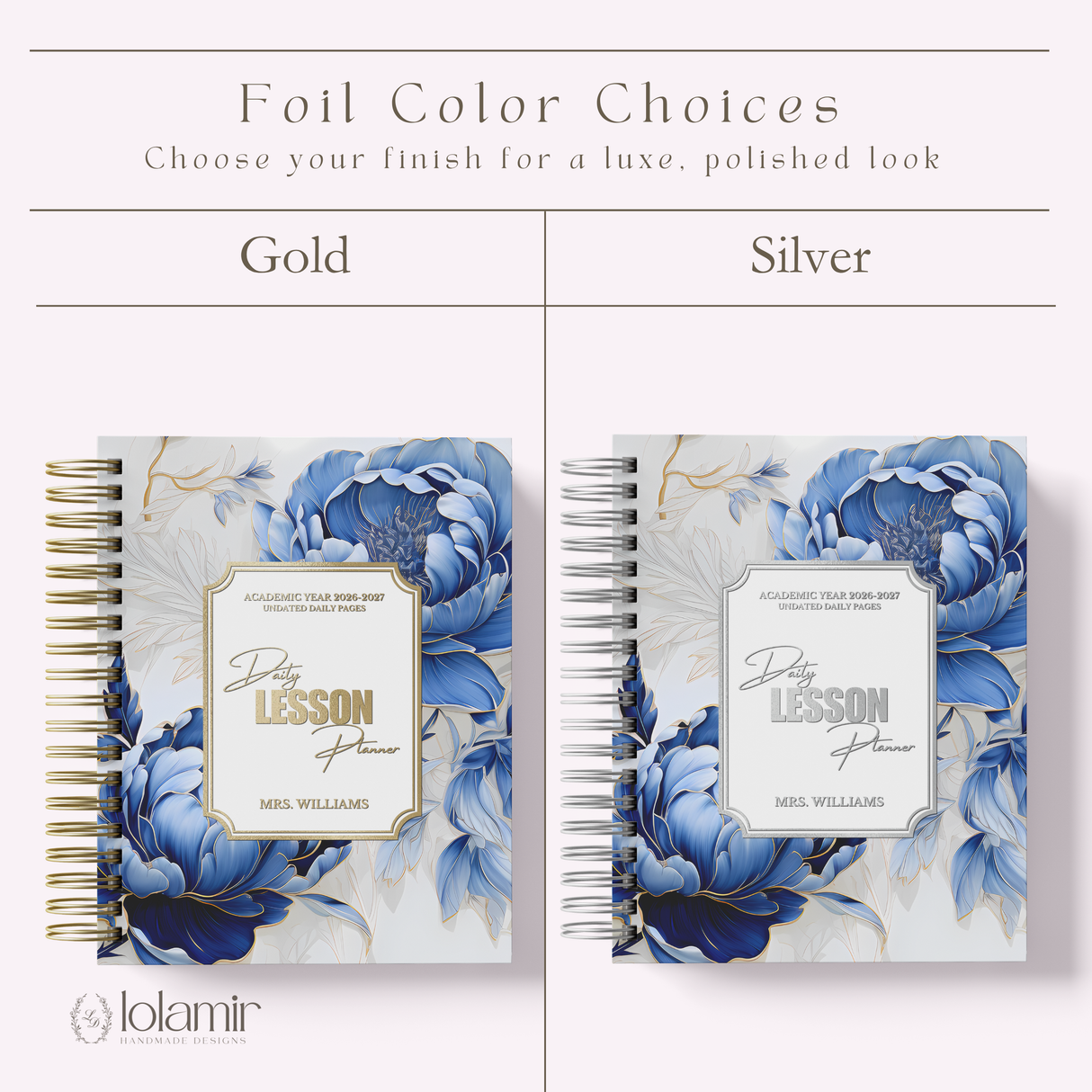 Teacher Daily Lesson Planner foil choices of Gold or silver - view 9