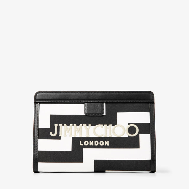 Avenue Print Canvas Pouch in Black/White Handbags JIMMY CHOO - LOLAMIR