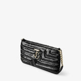 Avenue Slim Quilted Sequin Shoulder Bag in Black Handbags JIMMY CHOO - LOLAMIR