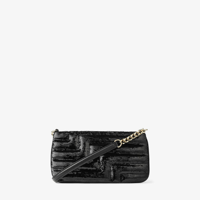 Avenue Slim Quilted Sequin Shoulder Bag in Black Handbags JIMMY CHOO - LOLAMIR