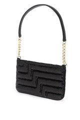 Avenue Slim Quilted Sequin Shoulder Bag in Black